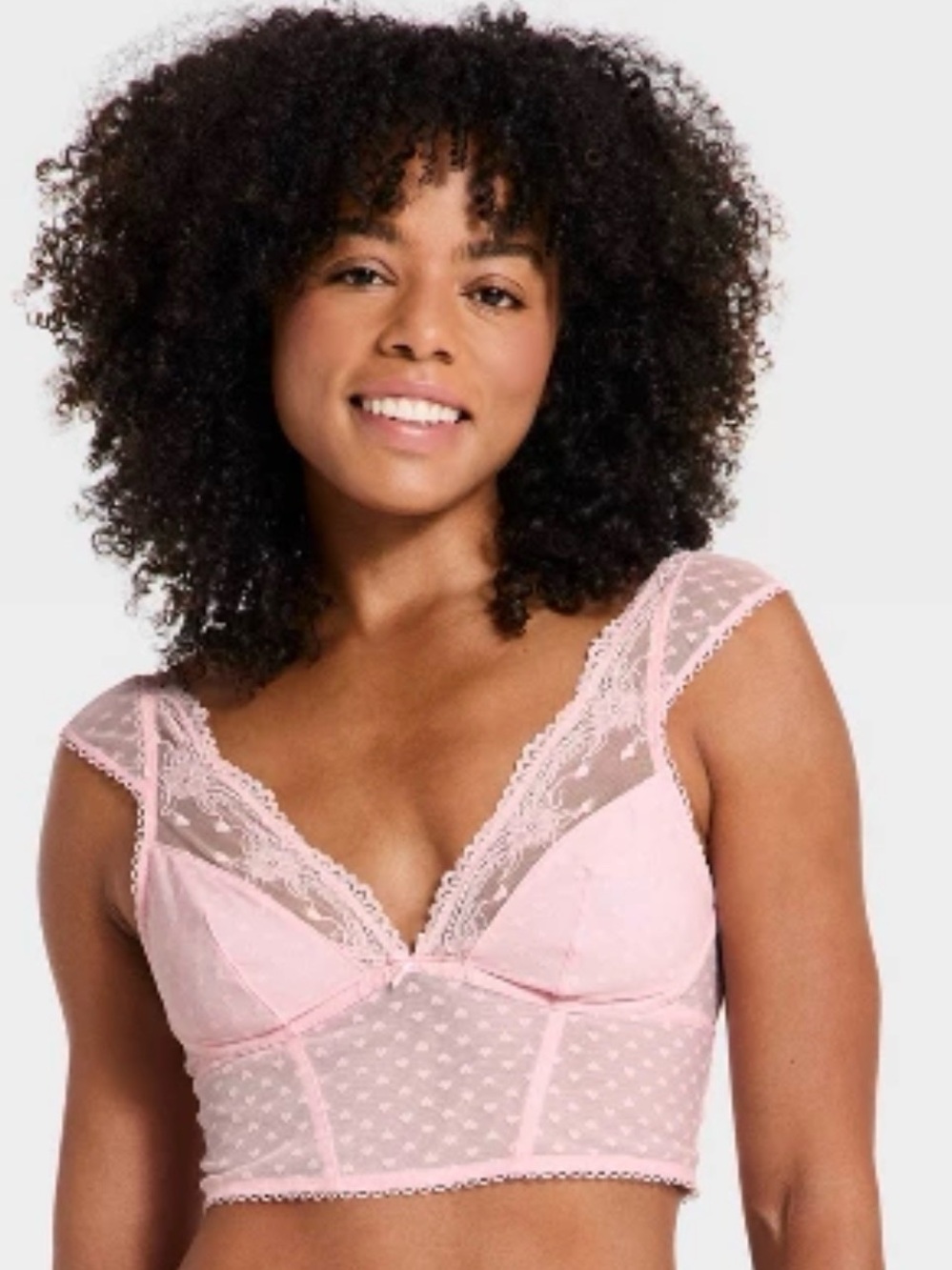 Wild Fable Sheer Lace Longline Bralette - Pink